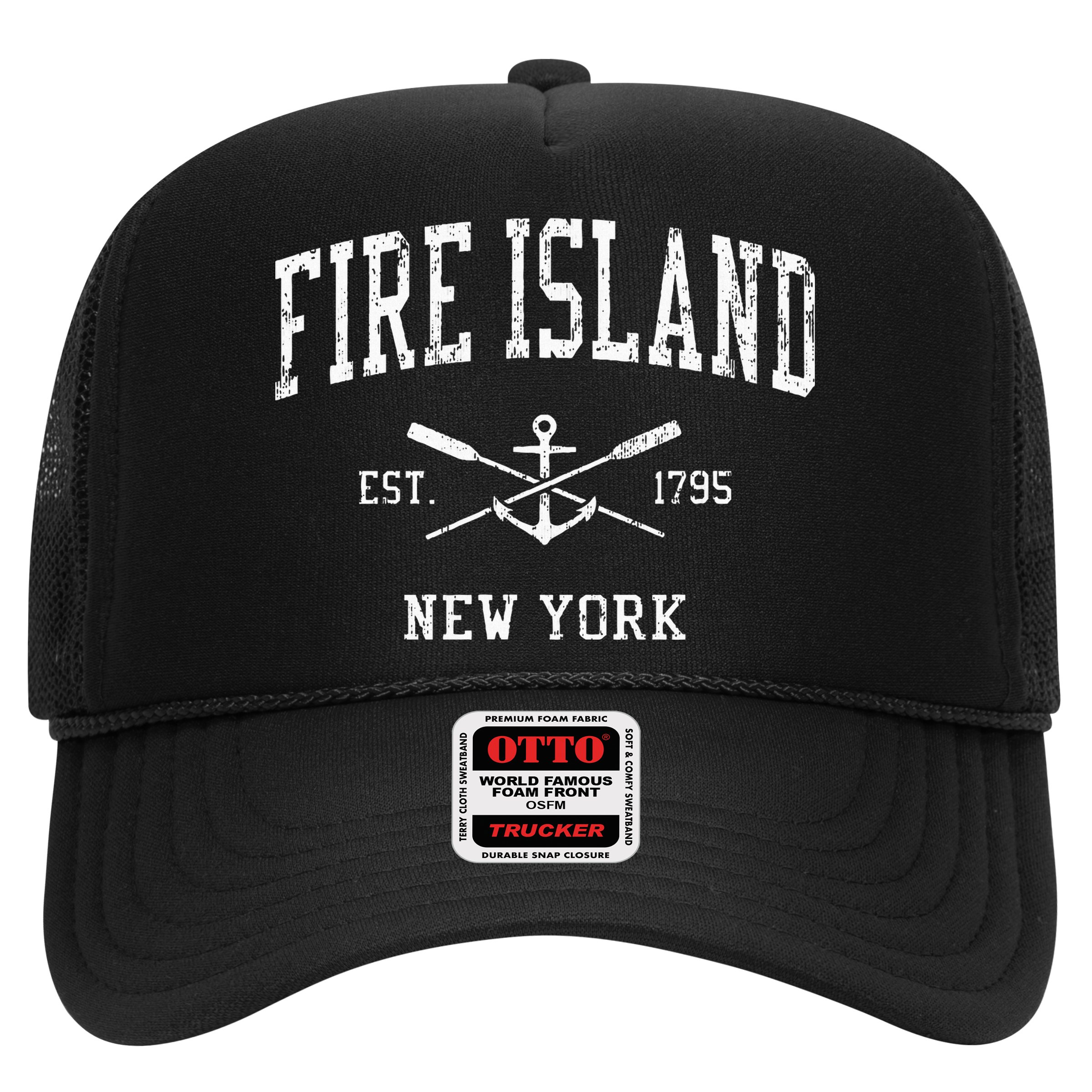 Fire Island Ny Vintage Crossed Oars & Boat Anchor Sports Hat
