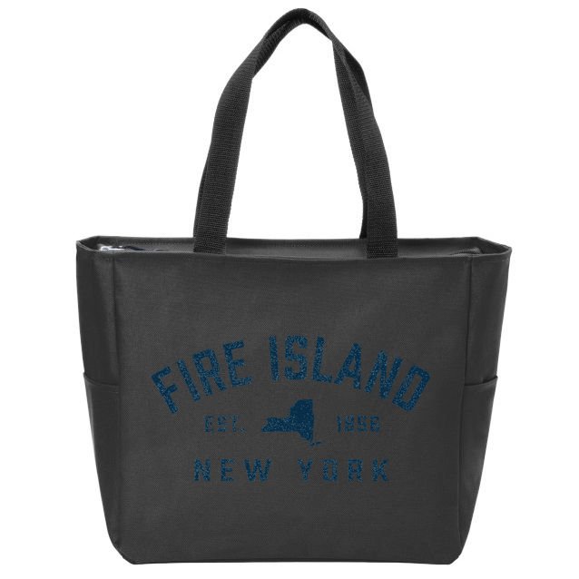 Fire Island New York Preppy Throwback Retro Souvenir Zip Tote Bag