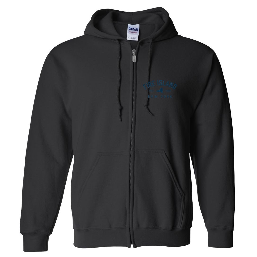 Fire Island New York Preppy Throwback Retro Souvenir Full Zip Hoodie