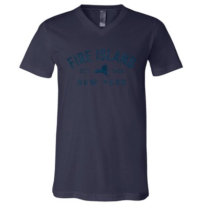 Fire Island New York Preppy Throwback Retro Souvenir V-Neck T-Shirt