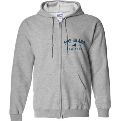 Fire Island New York Preppy Throwback Retro Souvenir Full Zip Hoodie