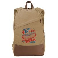 Funny ItS Not 4th Of July Until My Wiener Comes Out Cotton Canvas Backpack