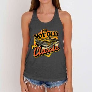 Funny I'm Not Old I'm Classic Retro Muscle Car Birthday Women's Knotted Racerback Tank