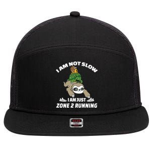 Funny Im Not Slow Just Zone 2 Running Sloth Runner Team Gift 7 Panel Mesh Trucker Snapback Hat