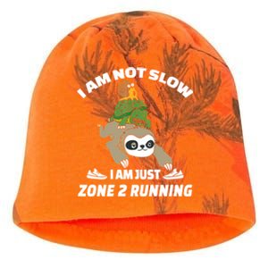 Funny Im Not Slow Just Zone 2 Running Sloth Runner Team Gift Kati - Camo Knit Beanie