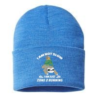 Funny Im Not Slow Just Zone 2 Running Sloth Runner Team Gift Sustainable Knit Beanie