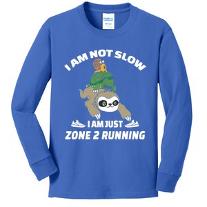 Funny Im Not Slow Just Zone 2 Running Sloth Runner Team Gift Kids Long Sleeve Shirt