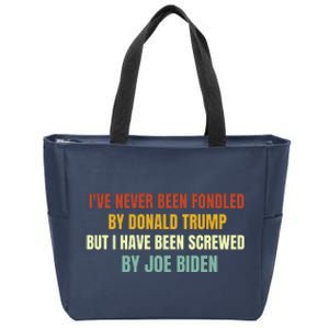 Funny I've Never Been Fondled By Donald Trump But I Have Been Screwed By Biden Zip Tote Bag