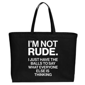 Funny Im Not Rude Cotton Canvas Jumbo Tote