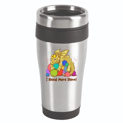 Funny I Need More Yarn Dragon Hoarding Yarn 16oz Travel Tumbler