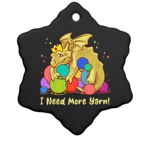 Funny I Need More Yarn Dragon Hoarding Yarn Ceramic Star Ornament