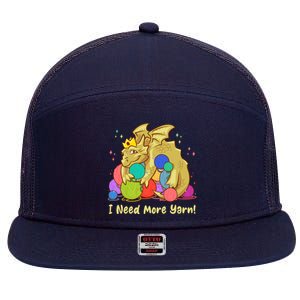 Funny I Need More Yarn Dragon Hoarding Yarn 7 Panel Mesh Trucker Snapback Hat