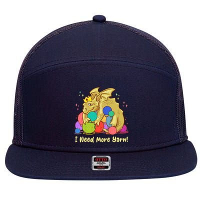 Funny I Need More Yarn Dragon Hoarding Yarn 7 Panel Mesh Trucker Snapback Hat