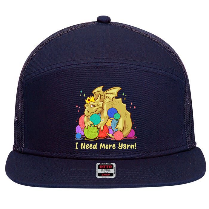 Funny I Need More Yarn Dragon Hoarding Yarn 7 Panel Mesh Trucker Snapback Hat