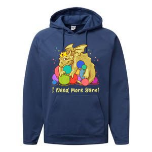 Funny I Need More Yarn Dragon Hoarding Yarn Performance Fleece Hoodie