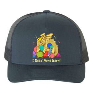 Funny I Need More Yarn Dragon Hoarding Yarn Yupoong Adult 5-Panel Trucker Hat