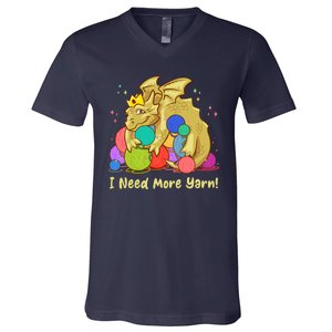 Funny I Need More Yarn Dragon Hoarding Yarn V-Neck T-Shirt