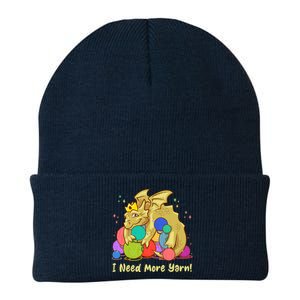 Funny I Need More Yarn Dragon Hoarding Yarn Knit Cap Winter Beanie