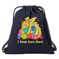 Funny I Need More Yarn Dragon Hoarding Yarn Drawstring Bag