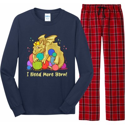 Funny I Need More Yarn Dragon Hoarding Yarn Long Sleeve Pajama Set