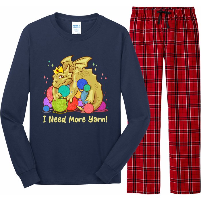 Funny I Need More Yarn Dragon Hoarding Yarn Long Sleeve Pajama Set