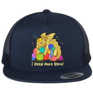 Funny I Need More Yarn Dragon Hoarding Yarn Flat Bill Trucker Hat