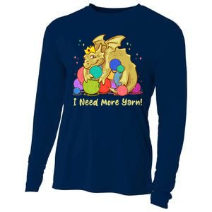 Funny I Need More Yarn Dragon Hoarding Yarn Cooling Performance Long Sleeve Crew