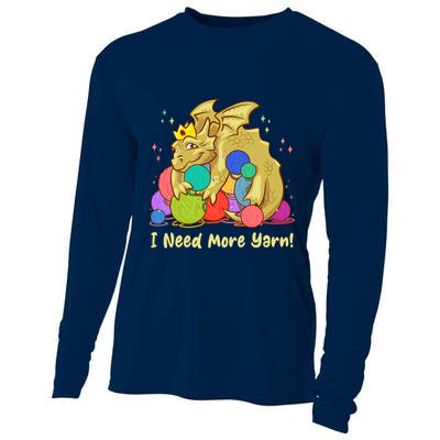 Funny I Need More Yarn Dragon Hoarding Yarn Cooling Performance Long Sleeve Crew