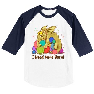 Funny I Need More Yarn Dragon Hoarding Yarn Baseball Sleeve Shirt