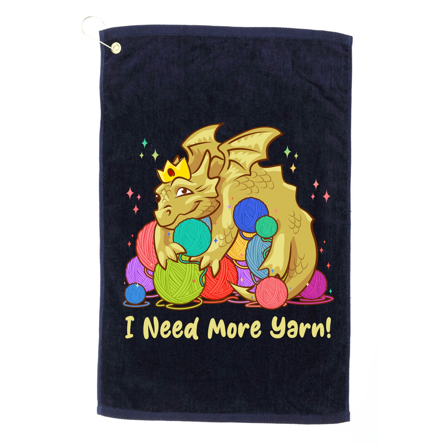 Funny I Need More Yarn Dragon Hoarding Yarn Golf Towel