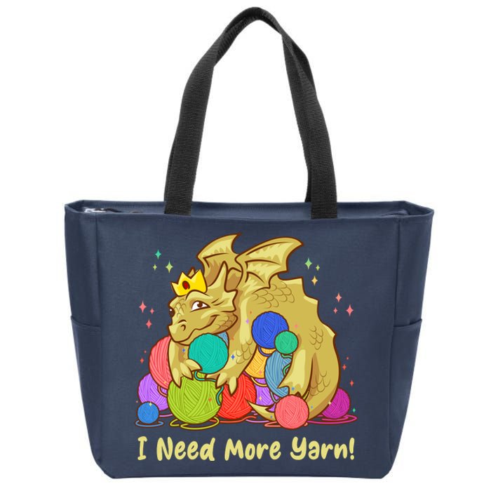 Funny I Need More Yarn Dragon Hoarding Yarn Zip Tote Bag