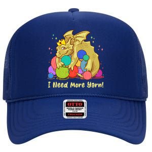 Funny I Need More Yarn Dragon Hoarding Yarn High Crown Mesh Back Trucker Hat