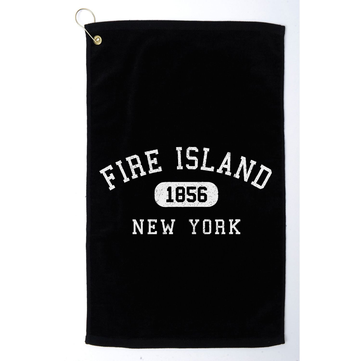 Fire Island New York 1856 Varsity Arched Text Golf Towel