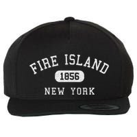Fire Island New York 1856 Varsity Arched Text Wool Snapback Cap