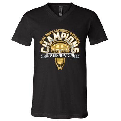 Fighting Irish National Champs Lacrosse V-Neck T-Shirt