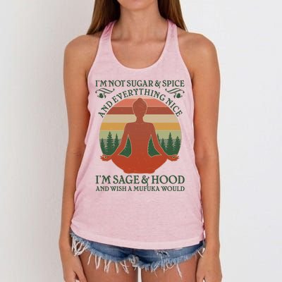 Funny I'm Not Sugar And Spice I'm Sage And Hood Women's Knotted Racerback Tank