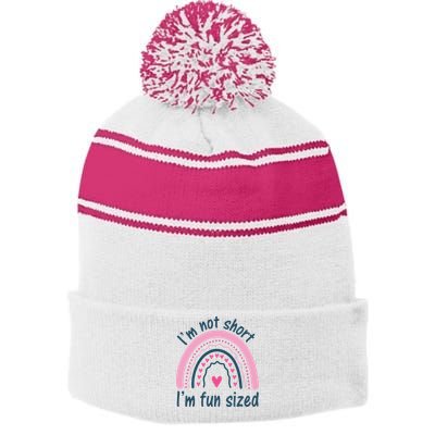 Funny Im Not Short Im Fun Sized Cool Short Stripe Pom Pom Beanie