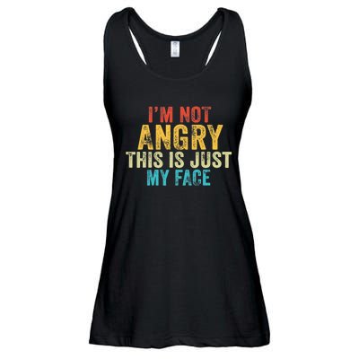 Funny I'm Not Angry This Is Just My Face Vintage Retro Ladies Essential Flowy Tank