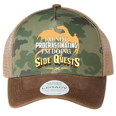 Funny I'm Not Procrastinating I'm Doing SIde Quest Dungeon And Dragons Fan Legacy Tie Dye Trucker Hat
