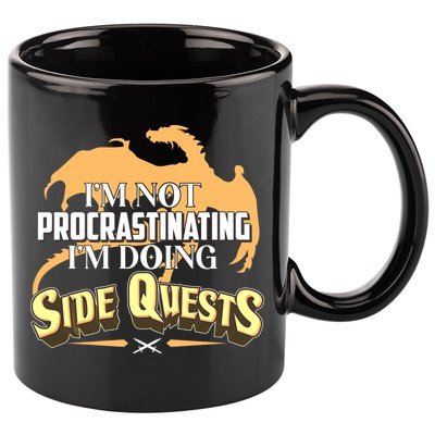 Funny I'm Not Procrastinating I'm Doing SIde Quest Dungeon And Dragons Fan 11oz C Handle Ceramic Mug