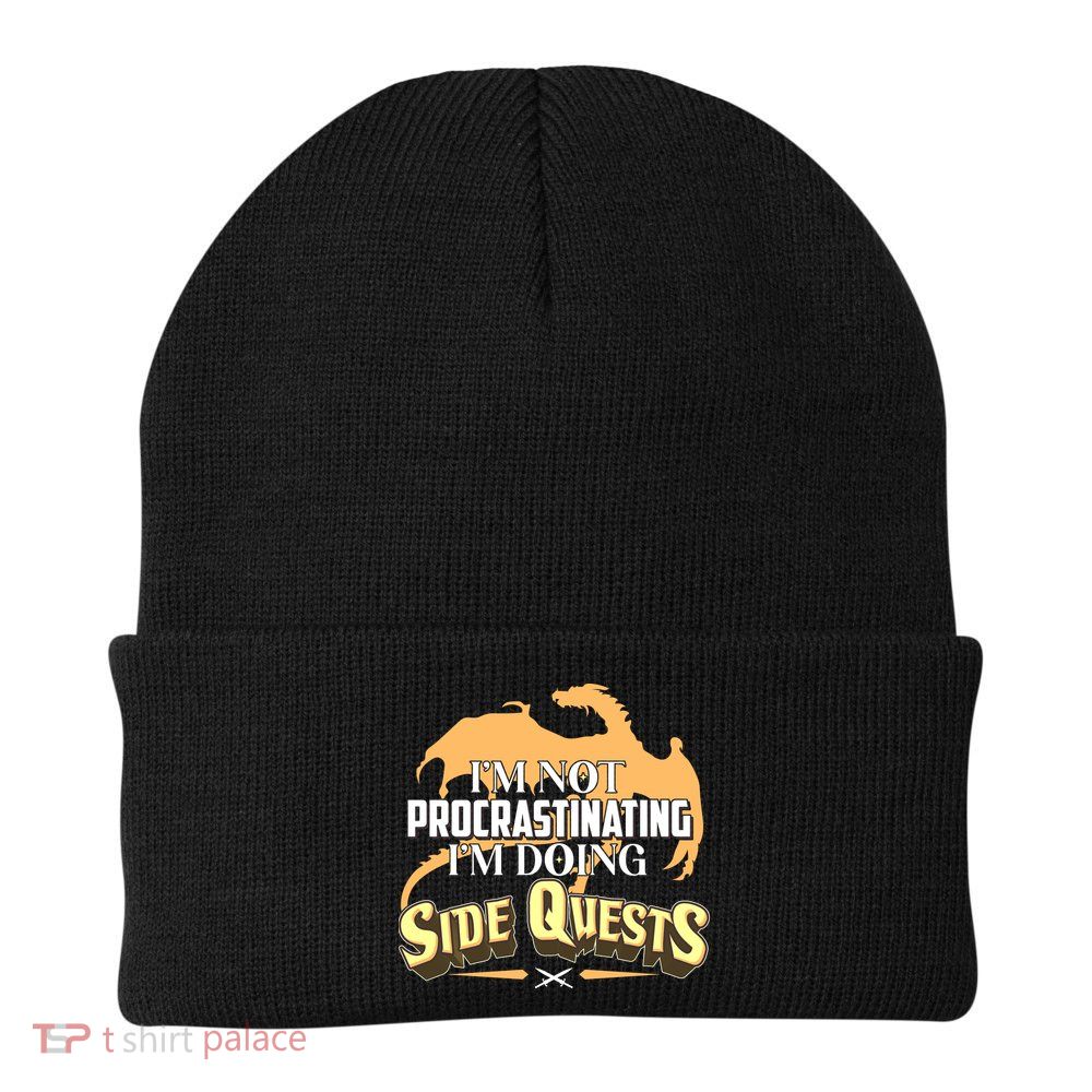 Funny I'm Not Procrastinating I'm Doing SIde Quest Dungeon And Dragons Fan Knit Cap Winter Beanie