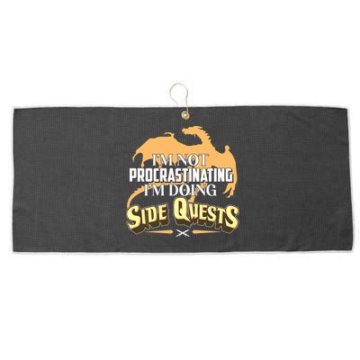 Funny I'm Not Procrastinating I'm Doing SIde Quest Dungeon And Dragons Fan Large Microfiber Waffle Golf Towel