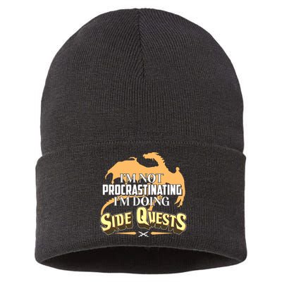 Funny I'm Not Procrastinating I'm Doing SIde Quest Dungeon And Dragons Fan Sustainable Knit Beanie