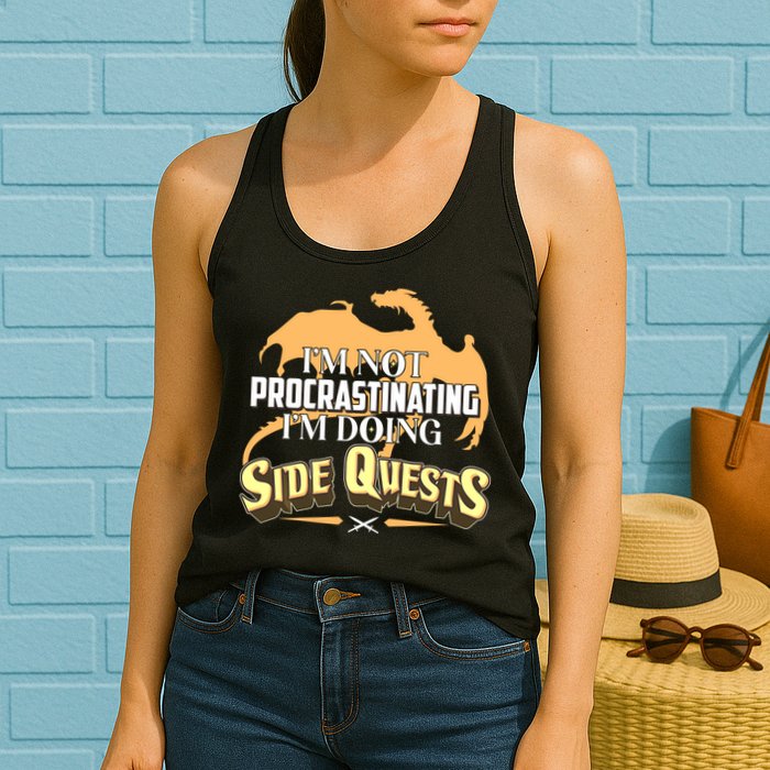 Funny I'm Not Procrastinating I'm Doing SIde Quest Dungeon And Dragons Fan Womens Tank Top