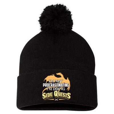 Funny I'm Not Procrastinating I'm Doing SIde Quest Dungeon And Dragons Fan Pom Pom 12in Knit Beanie