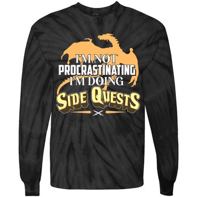 Funny I'm Not Procrastinating I'm Doing SIde Quest Dungeon And Dragons Fan Tie-Dye Long Sleeve Shirt