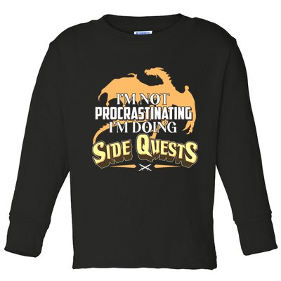 Funny I'm Not Procrastinating I'm Doing SIde Quest Dungeon And Dragons Fan Toddler Long Sleeve Shirt