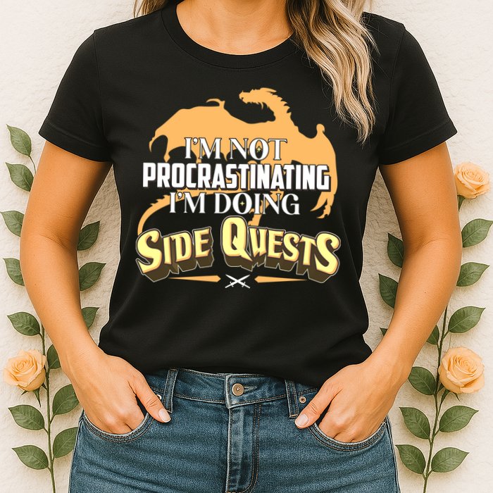 Funny I'm Not Procrastinating I'm Doing SIde Quest Dungeon And Dragons Fan Womens T-Shirt