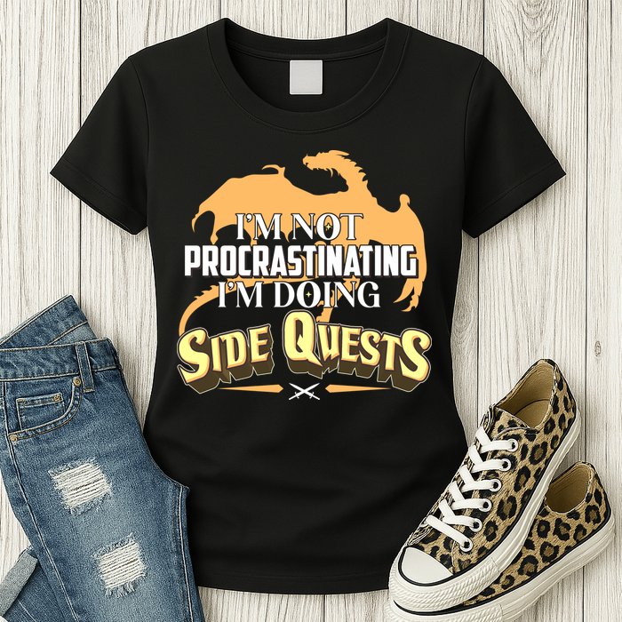 Funny I'm Not Procrastinating I'm Doing SIde Quest Dungeon And Dragons Fan Womens T-Shirt