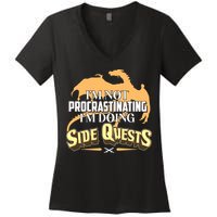 Funny I'm Not Procrastinating I'm Doing SIde Quest Dungeon And Dragons Fan Women's V-Neck T-Shirt